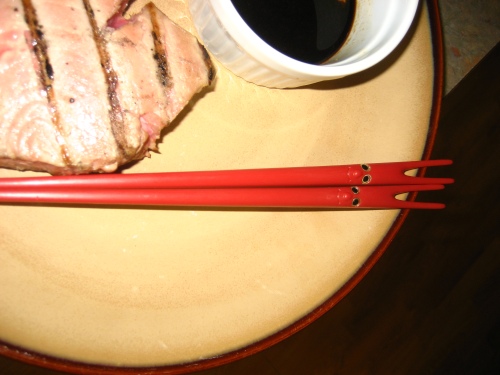 Chopsticks with faces - a much used gift from Mom and Dad!