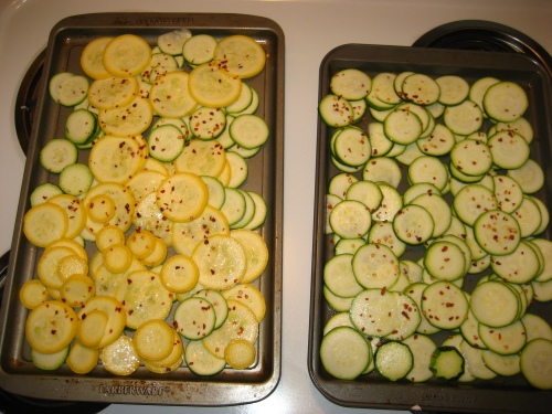 Pre-cooked - 3 zuch and one yellow squash... Yes I ate them all.
